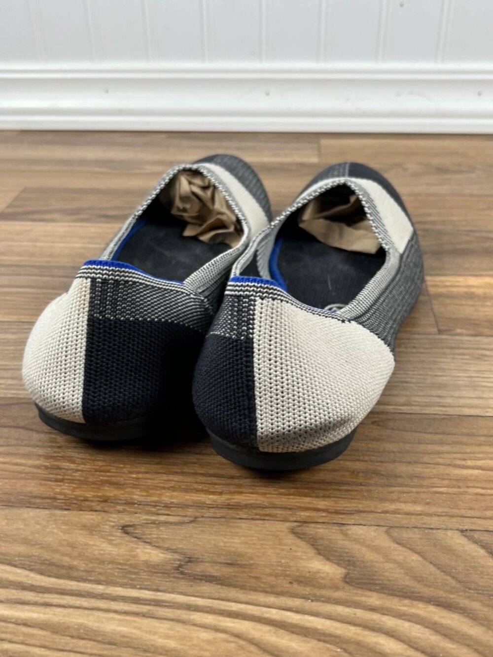 Rothy’s The Flat Captoe Plaid Ballet Flats Shoes Black & White Size 9.5 - Picture 6 of 9